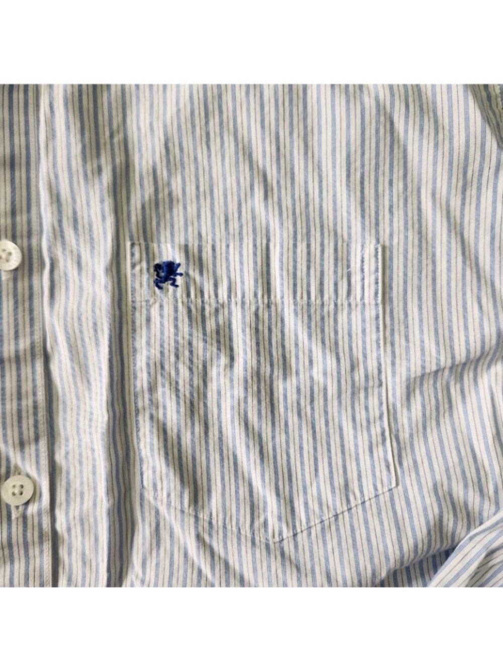 Mens Mossimo Blue White Stripe Button Dress Shirt Premium Vintage 100% Cotton L - Picture 9 of 10